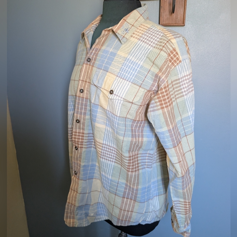 Pale Plaid Button-Up Shirt By Liz Claiborne